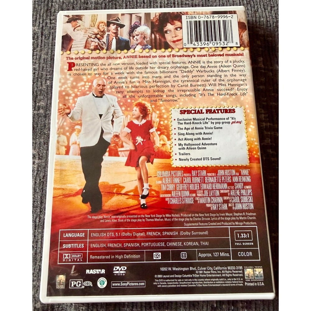 Columbia TriStar Annie DVD Special Anniversary Edition 1982 Movie Musical PG - Picture 2 of 5